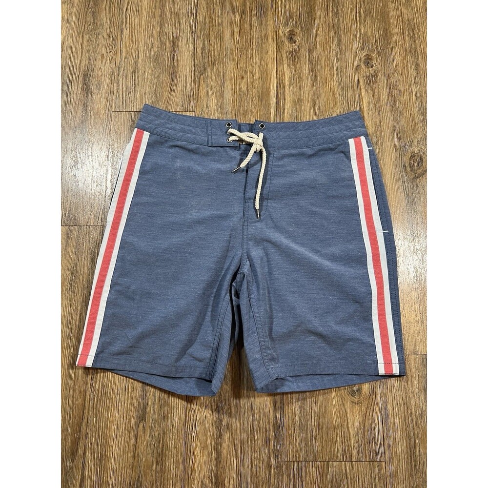 Faherty Mens Board Shorts Blue Red/White Stripe Swim Trunks Size 29